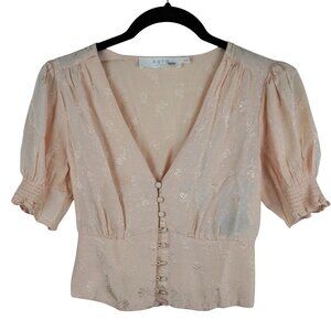 Anthropologie ASTR The Label Embroidered Blush Blouse XS Romantic Floral Cottage